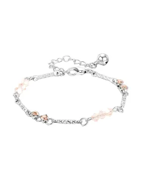 B1214 Silver Light Pink Bead & Rhinestone Bracelet