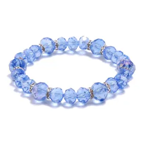 B403 Light Blue Bead Rhinestone Bracelet