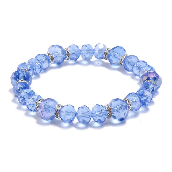B403 Light Blue Bead Rhinestone Bracelet