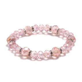 B416 Light Pink Bead Rhinestone Bracelet