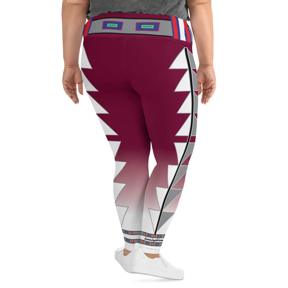 Centered Maroon Fade Plus Size Leggings