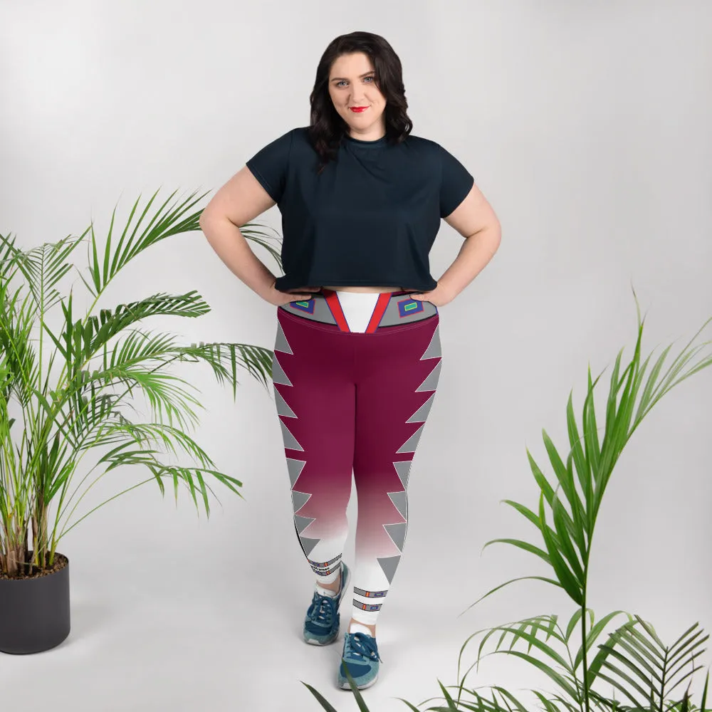 Centered Maroon Fade Plus Size Leggings