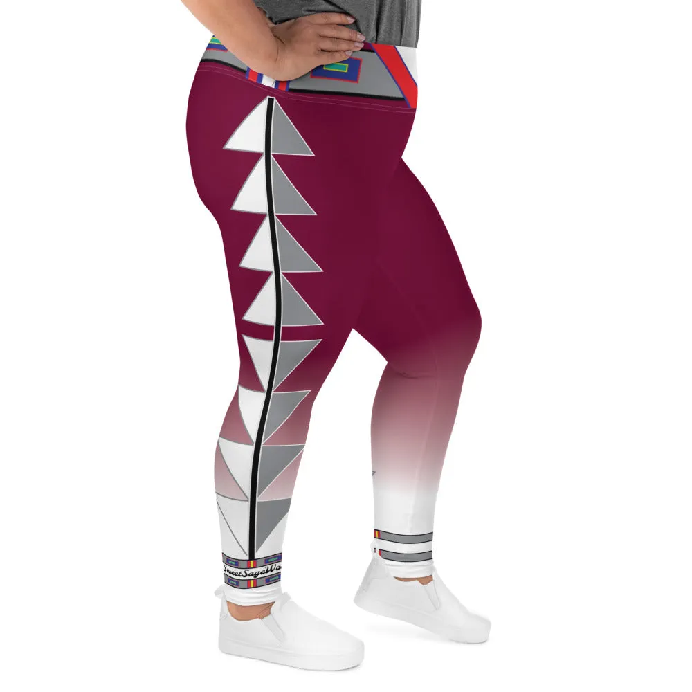 Centered Maroon Fade Plus Size Leggings