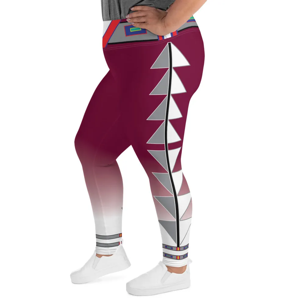 Centered Maroon Fade Plus Size Leggings