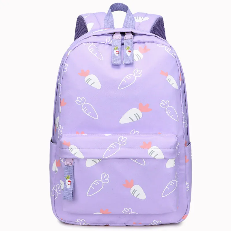 Cute Carrot Pattern Backpack Embroidered Polyester Waterproof Bookbag