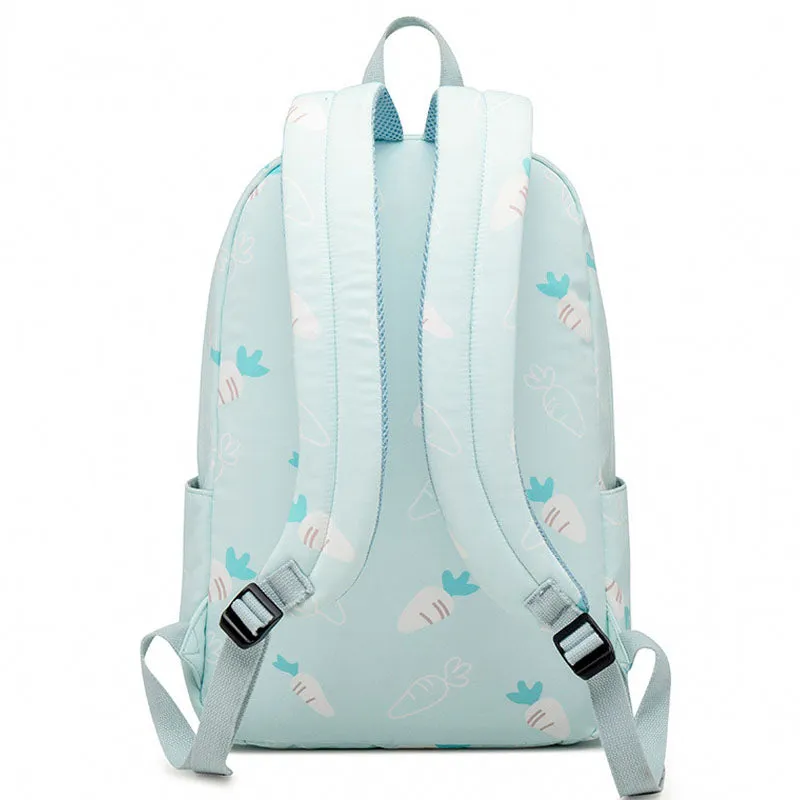 Cute Carrot Pattern Backpack Embroidered Polyester Waterproof Bookbag