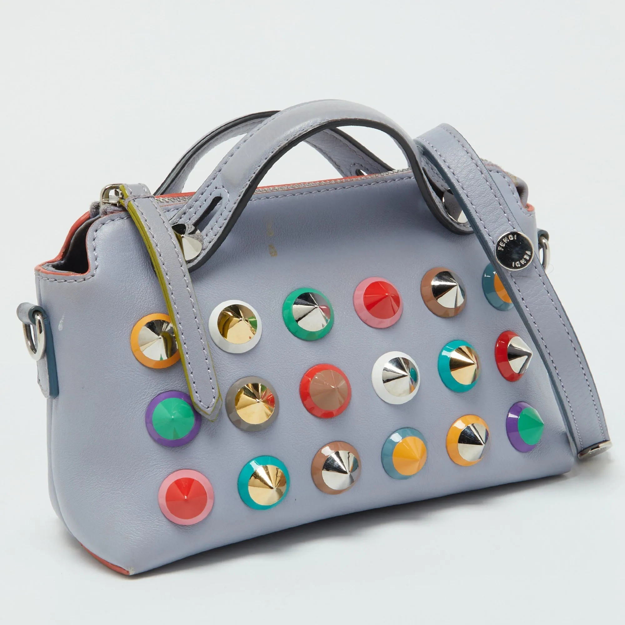 Fendi Light Purple Leather Mini Studded By The Way Satchel