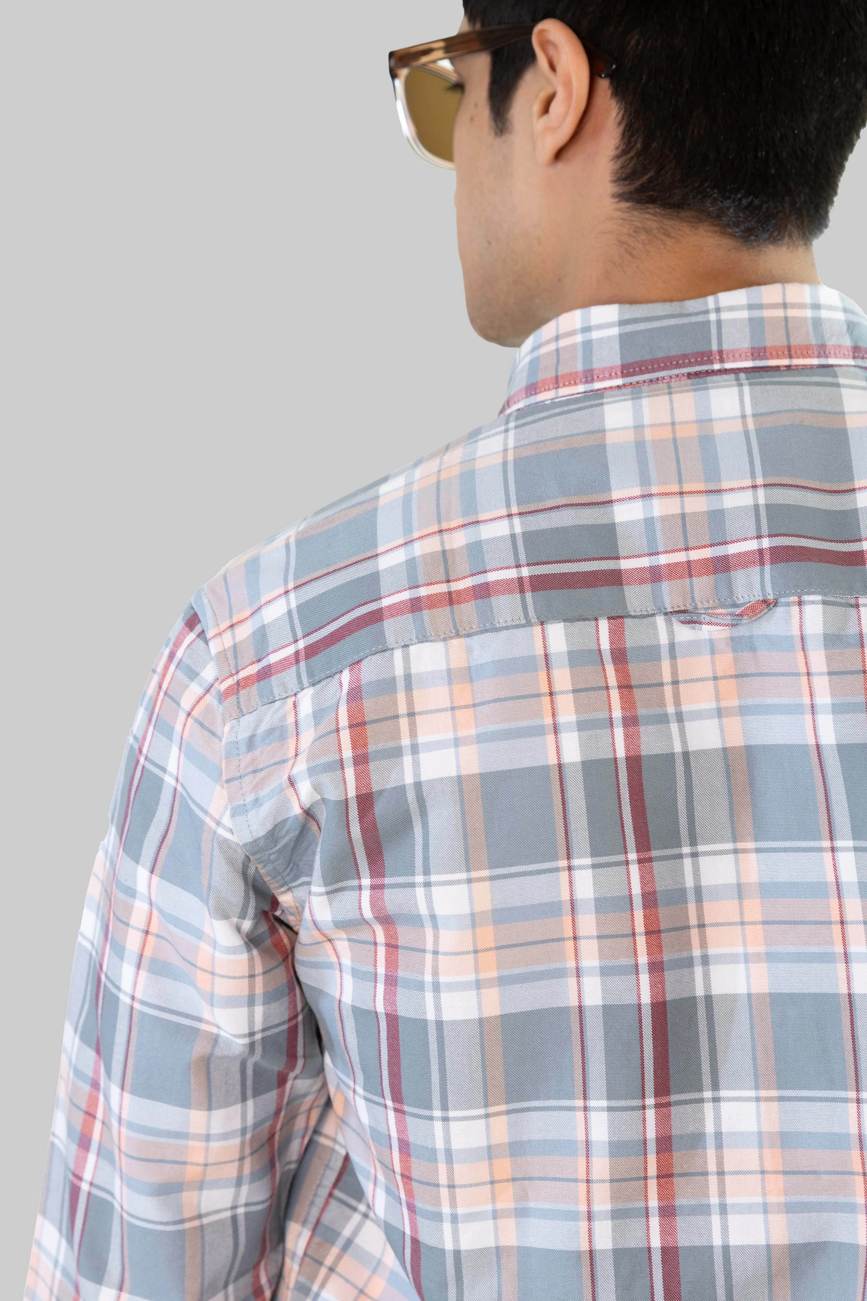 Gridline Checkered Shirt - Pearl White