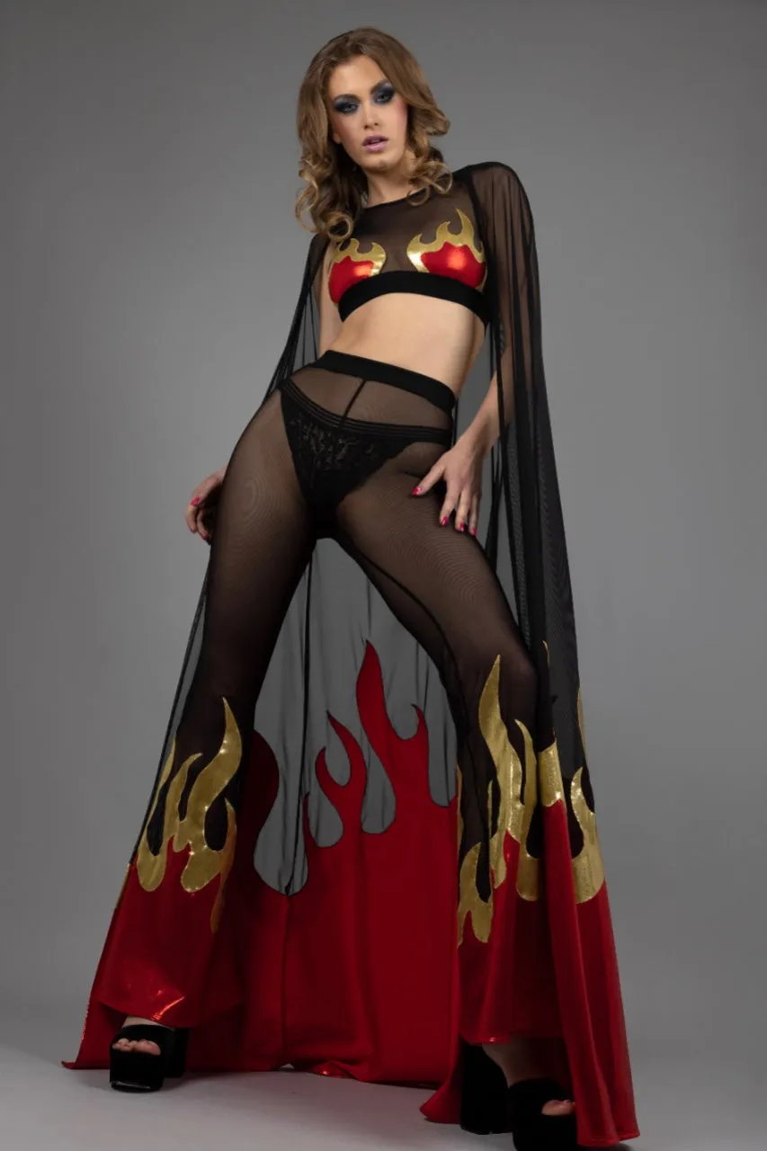 Hellfire Sheer Bell Bottom Leggings