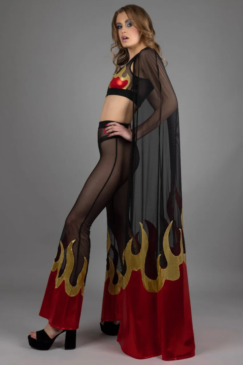 Hellfire Sheer Bell Bottom Leggings