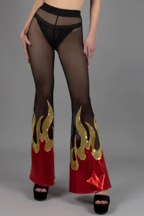 Hellfire Sheer Bell Bottom Leggings