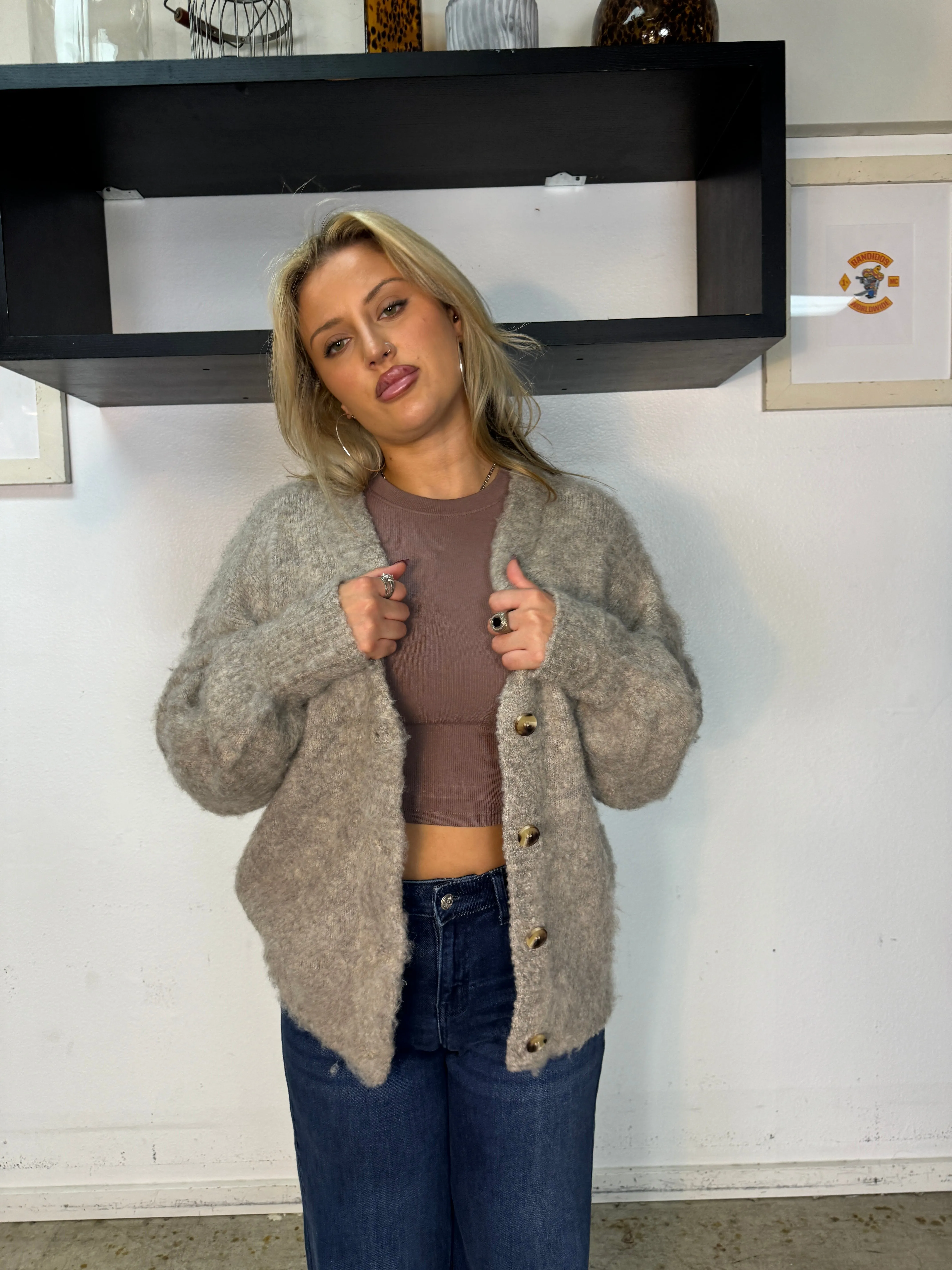 KARINA fuzzy open cardigan