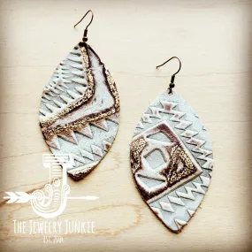 Leather Oval Earring-Gold Aztec 218g