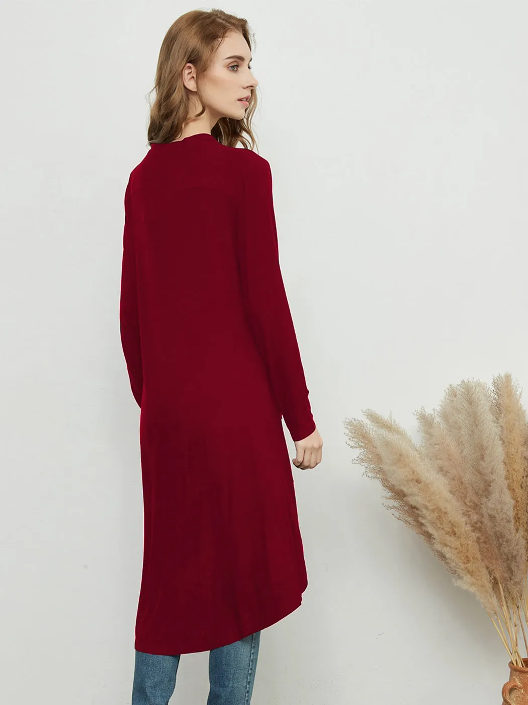 Long Sleeve Button Down Pockets Knit Ribbed Cardigan