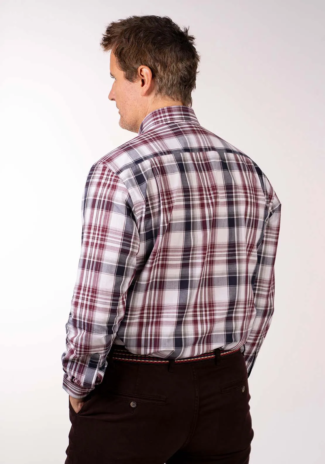 Long Sleeve Check Shirt - Wine
