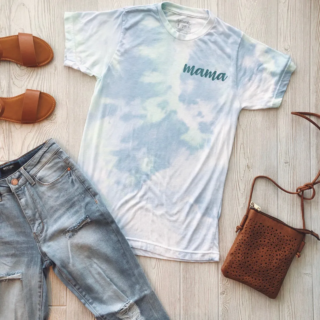 Mama Script • Green Tie-Dye