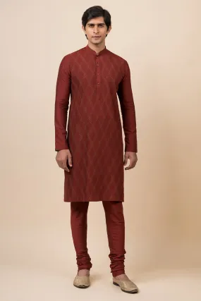 Maroon Kurta Set With Texture Detailing