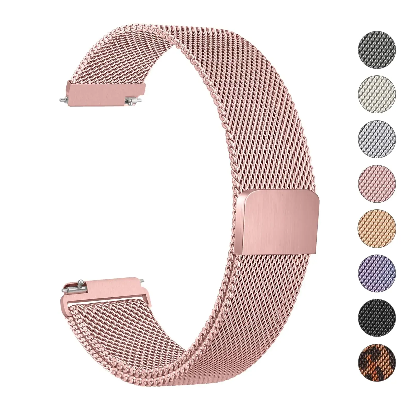 MVSSAT Metal Watch Bands 18mm 20mm 22mm Quick Release Watch Strap Stainless Steel Mesh Replacement Strap for Women Men (18mm Rose Pink)