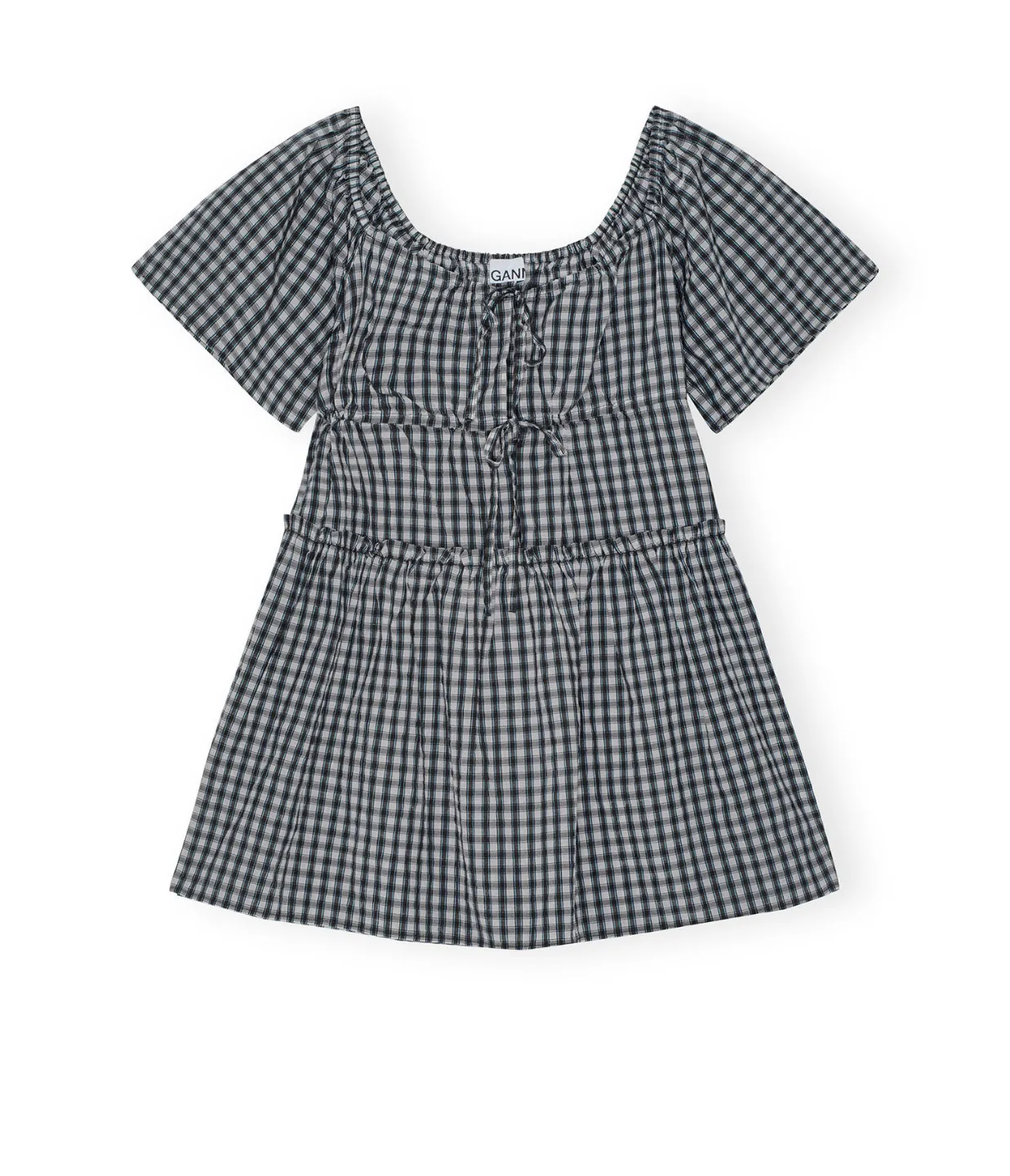 Seersucker Mini Dress in Black and White Check