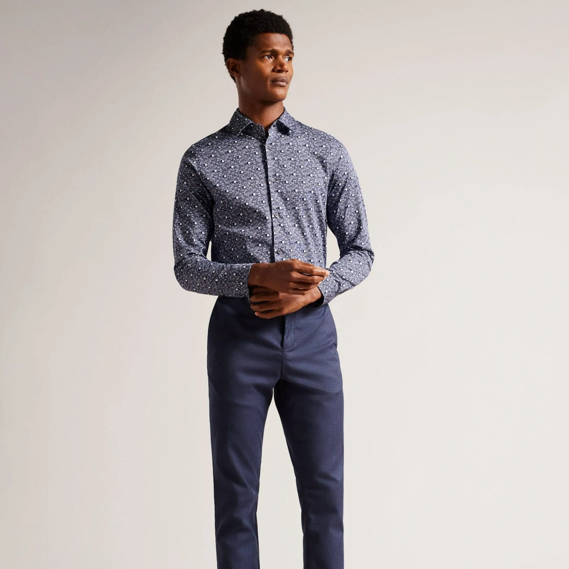 Ted Baker Maccle Printed Shirt Navy
