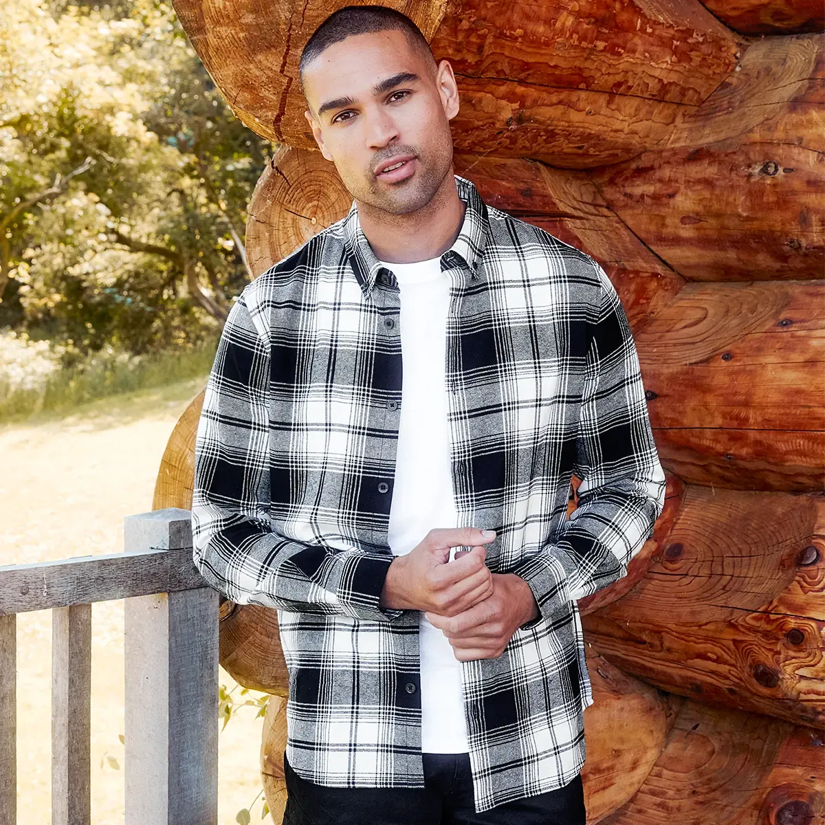 Threadbare Mens Matching Black Woven Checked Shirt